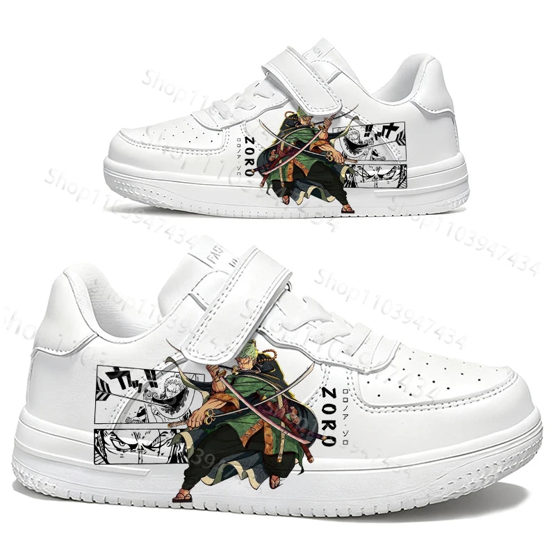 One Piece Roronoa Zoro Teenager Print Shoes Kids Campus Thick Sole Non-Slip Wear-Resistant Trendy Casual Sneaker Boys