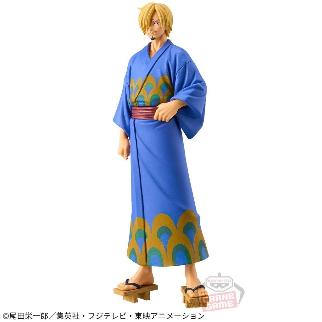 Bandai Original Banpresto One Piece DXF Yukata Luffy Zoro Sanji Anime Japonés PVC Figura de Acción Modelo Coleccionable Juguetes Adorno
