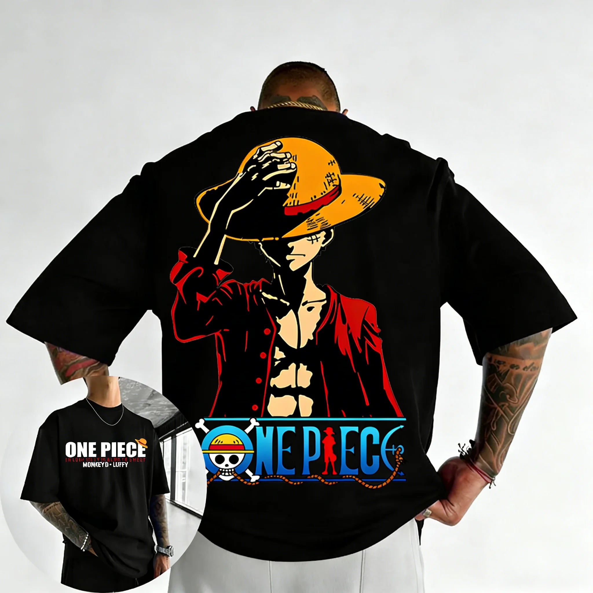 ONE PIECE Anime Cool Printed Summer T-shirt 2026 Men's and Women's New Hip Hop Loose Casual Y2K Heavy Cotton Parent Child Top