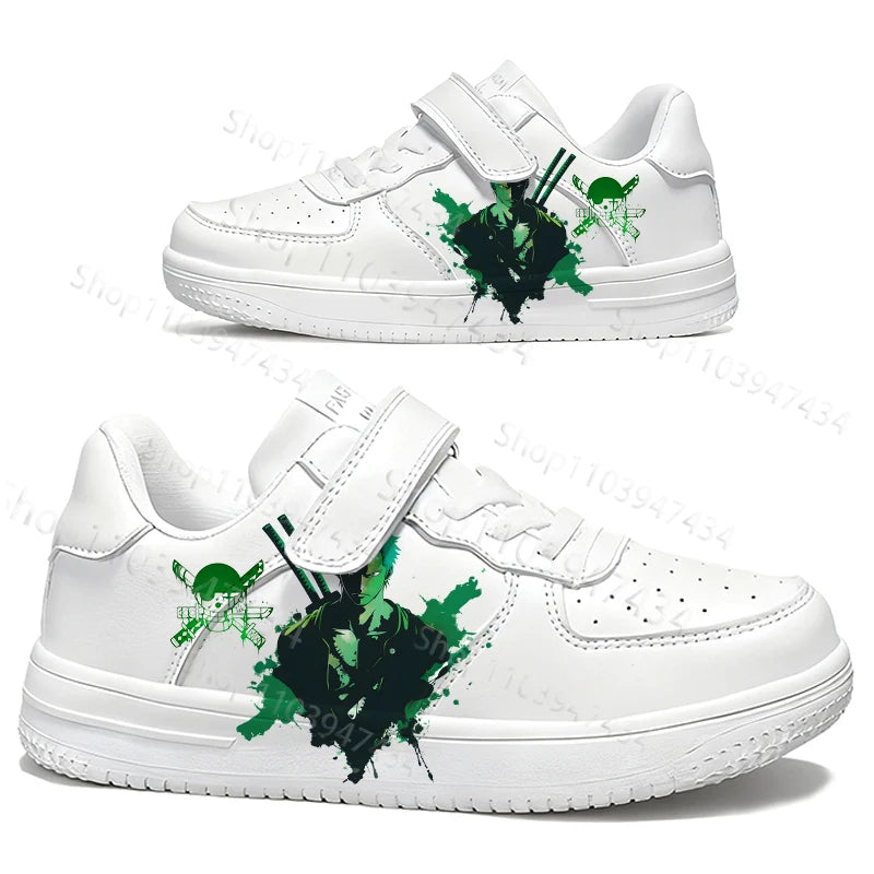 One Piece Roronoa Zoro Teenager Print Shoes Kids Campus Thick Sole Non-Slip Wear-Resistant Trendy Casual Sneaker Boys