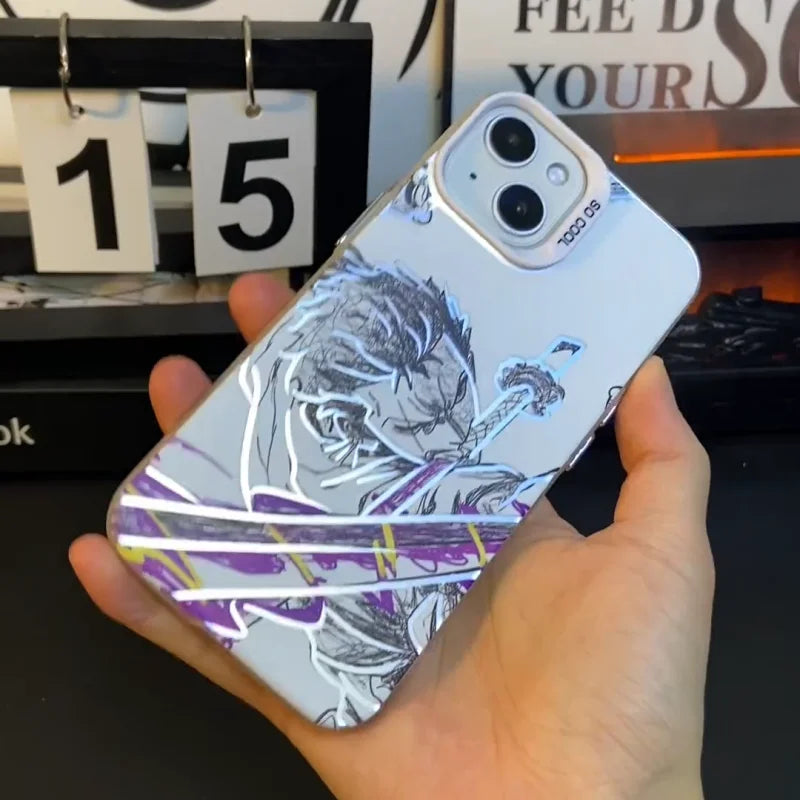 3D One Piece Roronoa Zoro Phone Case for iPhone 17 16 15 14 13 12 11 Pro Max Plus Air mini Demon Knife Anime Back Cover
