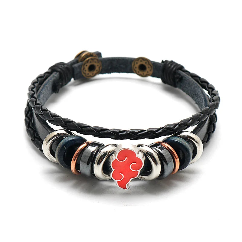 Accesorios de anime One Piece Naruto ataque al gigante pulsera de cuero trenzado con hebilla multicapa anillo regalo de cumpleaños.