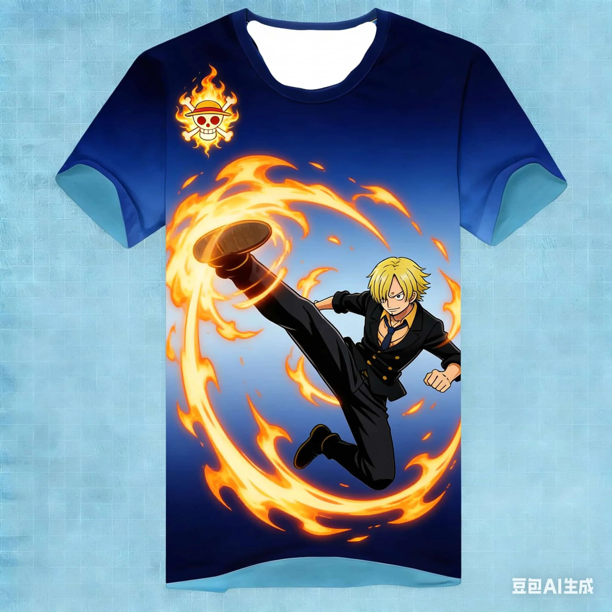 Anime One Piece Luffy Printed T-shirt Men's and Women's T-shirt Children's and Family Matching Clothing Boy Girl T-shirt