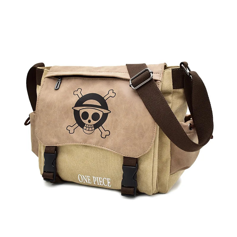 One Piece Anime Figures One Piece Crossbody Bag Male Students Bag Youth Cartoon Luffy Canvas Shoulder Bag Children Holiday Gifts