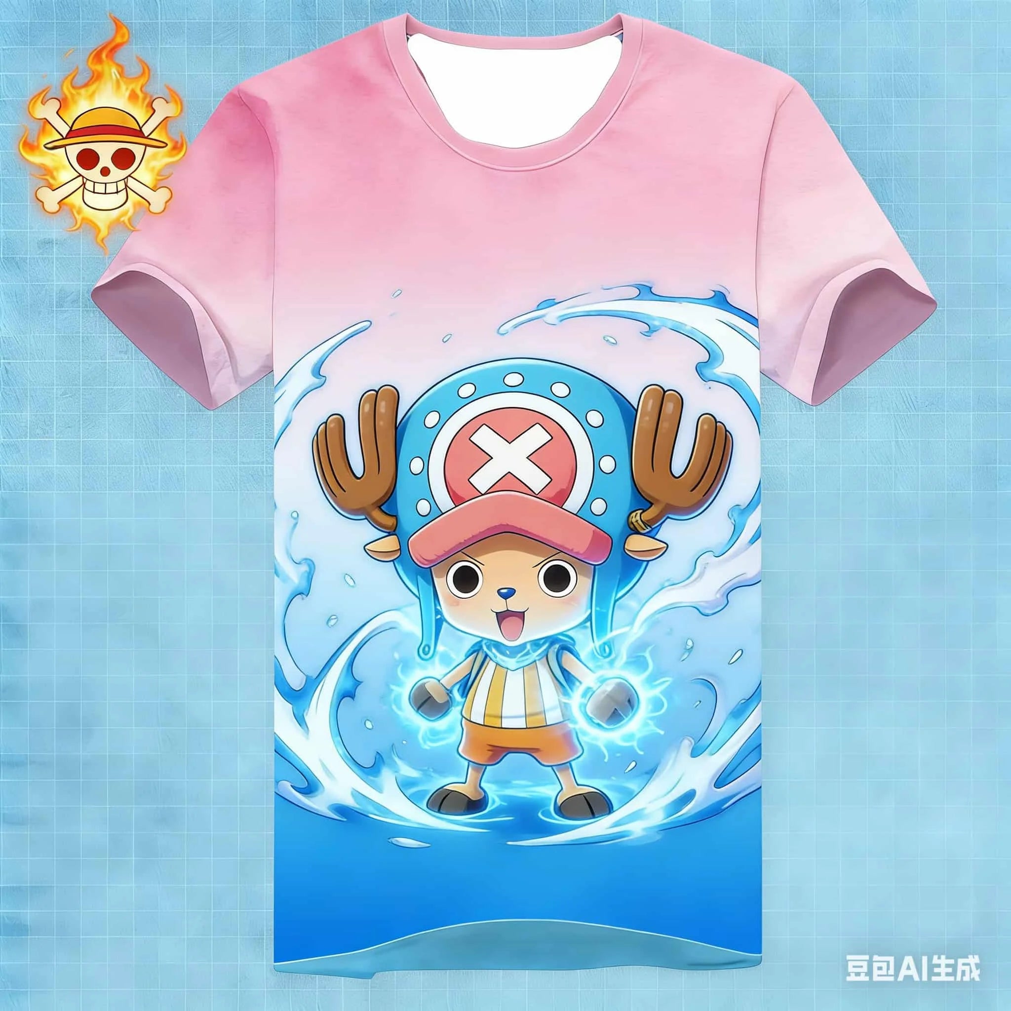 Anime One Piece Luffy Printed T-shirt Men's and Women's T-shirt Children's and Family Matching Clothing Boy Girl T-shirt