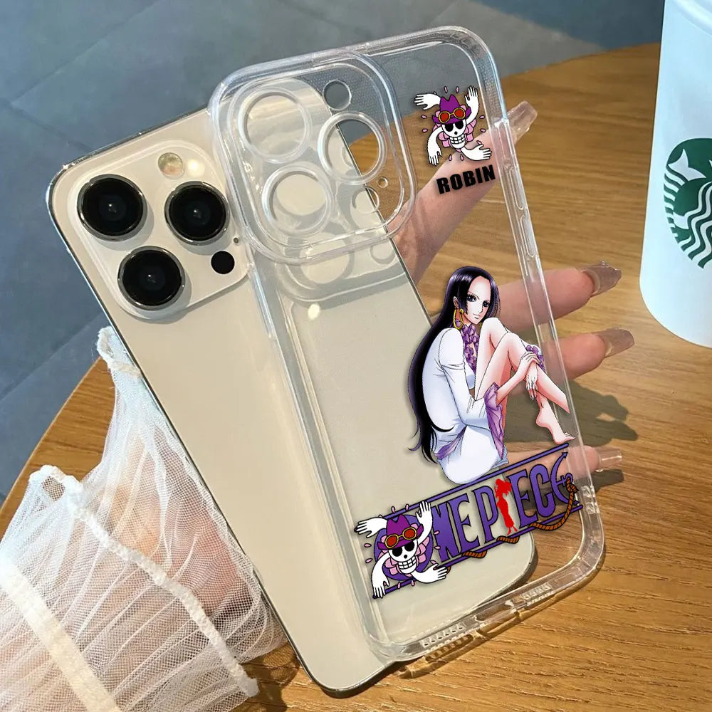 One P-Piece Luffy Zoro Robin Nami Cover Clear Phone Case For iphone Apple 17 AIR 16E 16 15 14 13 12 11 Pro XS Max 8 7 Plus Case