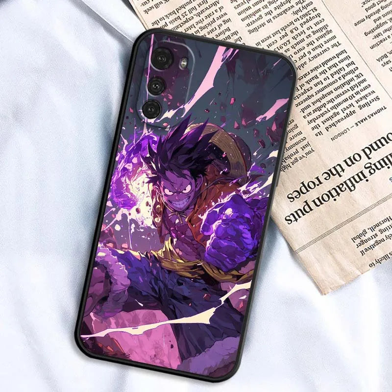Funda de teléfono genial de anime de Luffy Zoro para Motorola G85 Edge 50 G24 G35 G14 G04 40 G72 G34 G G54 G13 G32 5G Negra