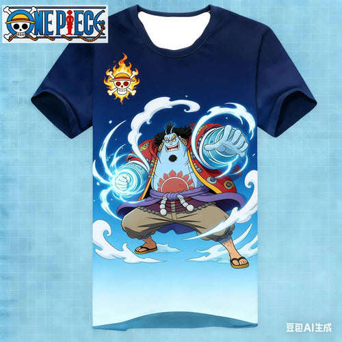 Anime One Piece Luffy Printed T-shirt Men's and Women's T-shirt Children's and Family Matching Clothing Boy Girl T-shirt