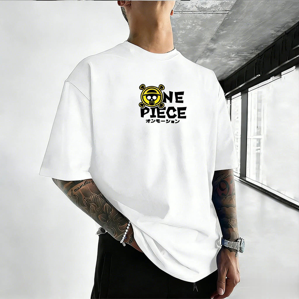 Unisex Oversize One Piece Totenkopf Anime T-Shirt Herren Damen Baumwolle Streetwear Lässiges Kurzarm Oberteil Grafik Tee Trendig Sommer 2026