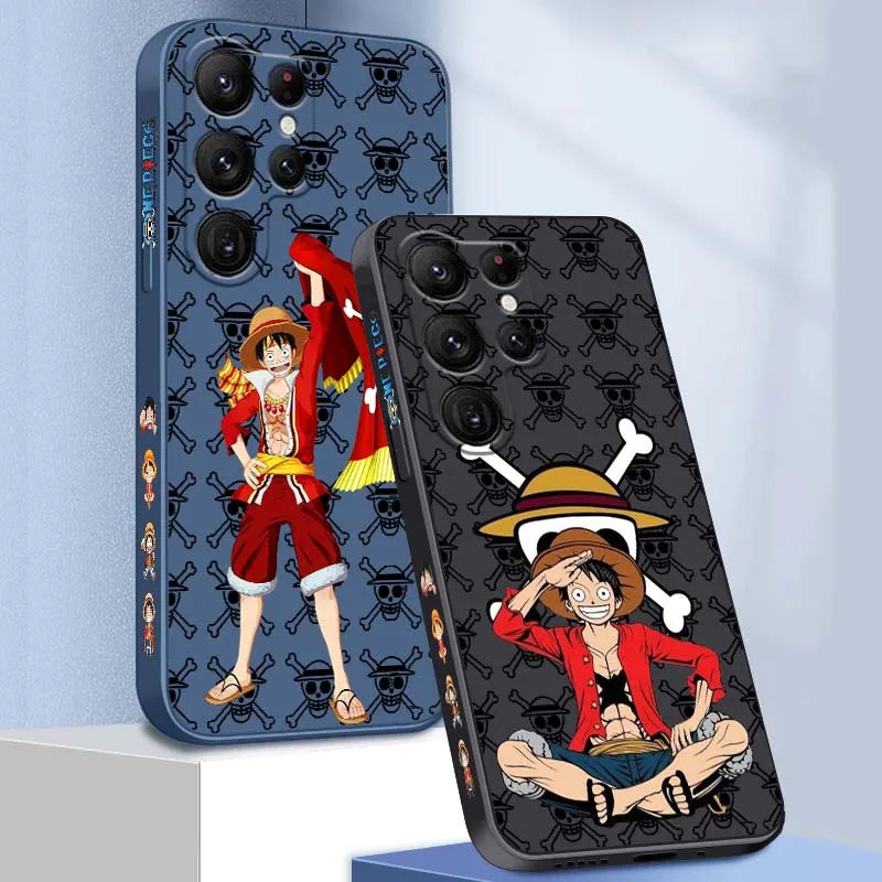 One Piece Anime Ruffy Für Samsung Galaxy S26 S25 S24 S23 S22 S21 S20 Ultra Plus FE 5G Liquid Left Rope Handyhülle