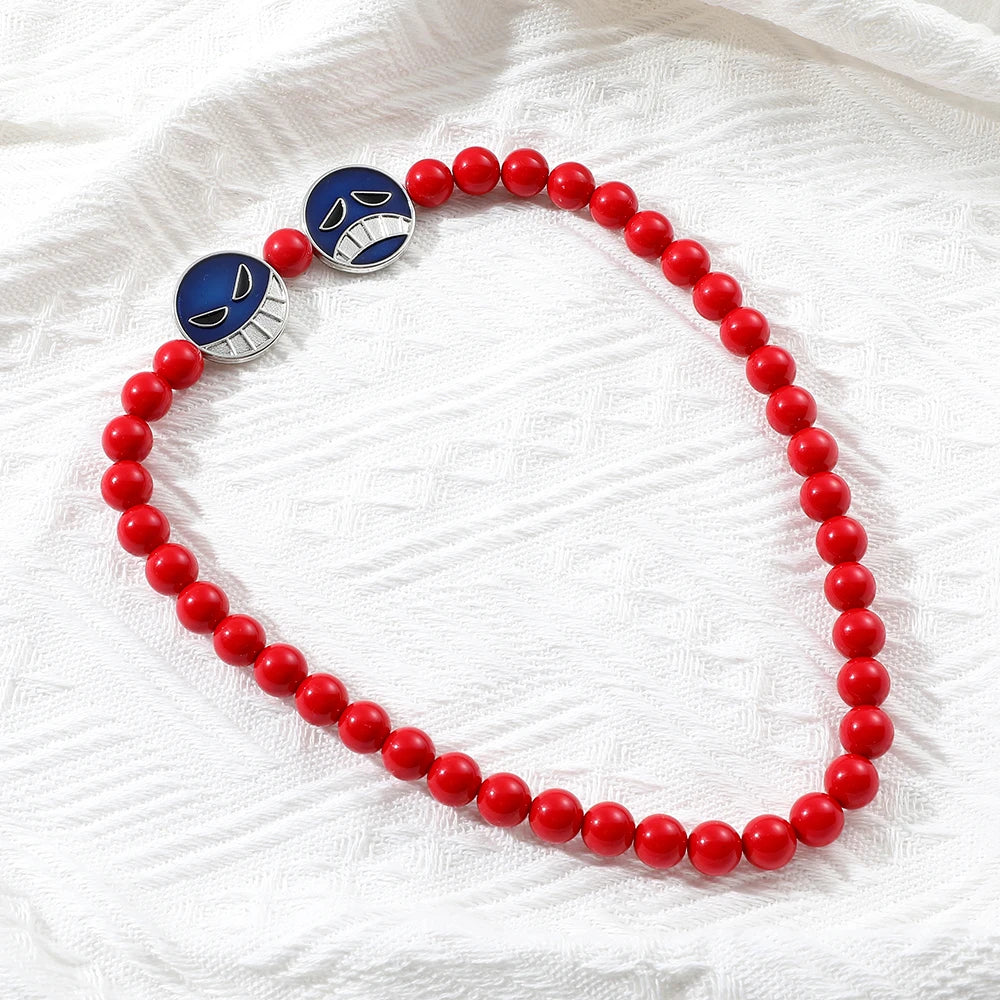 Set de collar y pulsera de cosplay de One Piece de Portgas D Ace - Accesorios para juegos de rol con temática de anime para fans