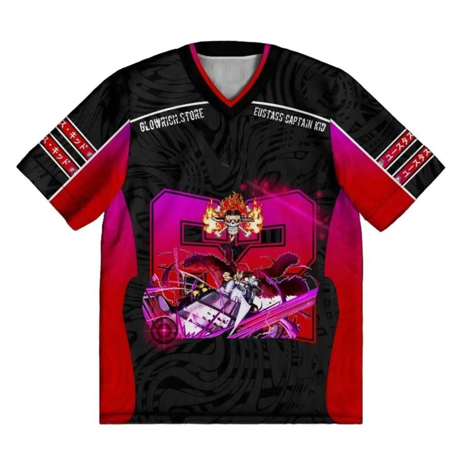 One Piece Eustass Kid Anime Y2k Style Kpop Baseball Hockey T-Shirt Jersey Neue Mode Streetwear Anime Daily Unisex Oberteile