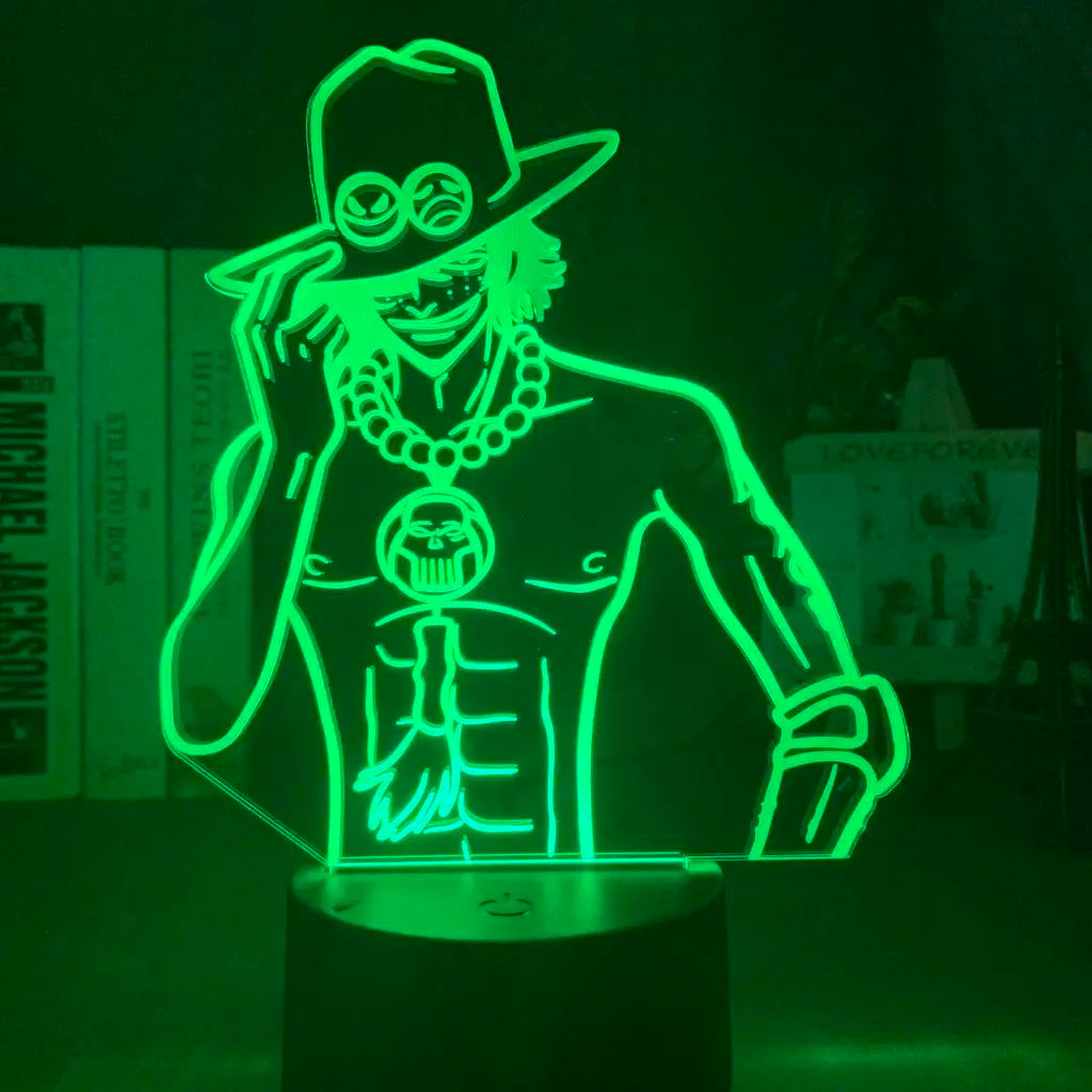 One Piece Ace Anime Cartoon Cute Acrylic Light-up Stand Figurine 2D Style Bedroom Atmosphere Night Light Desktop Decoration Gift