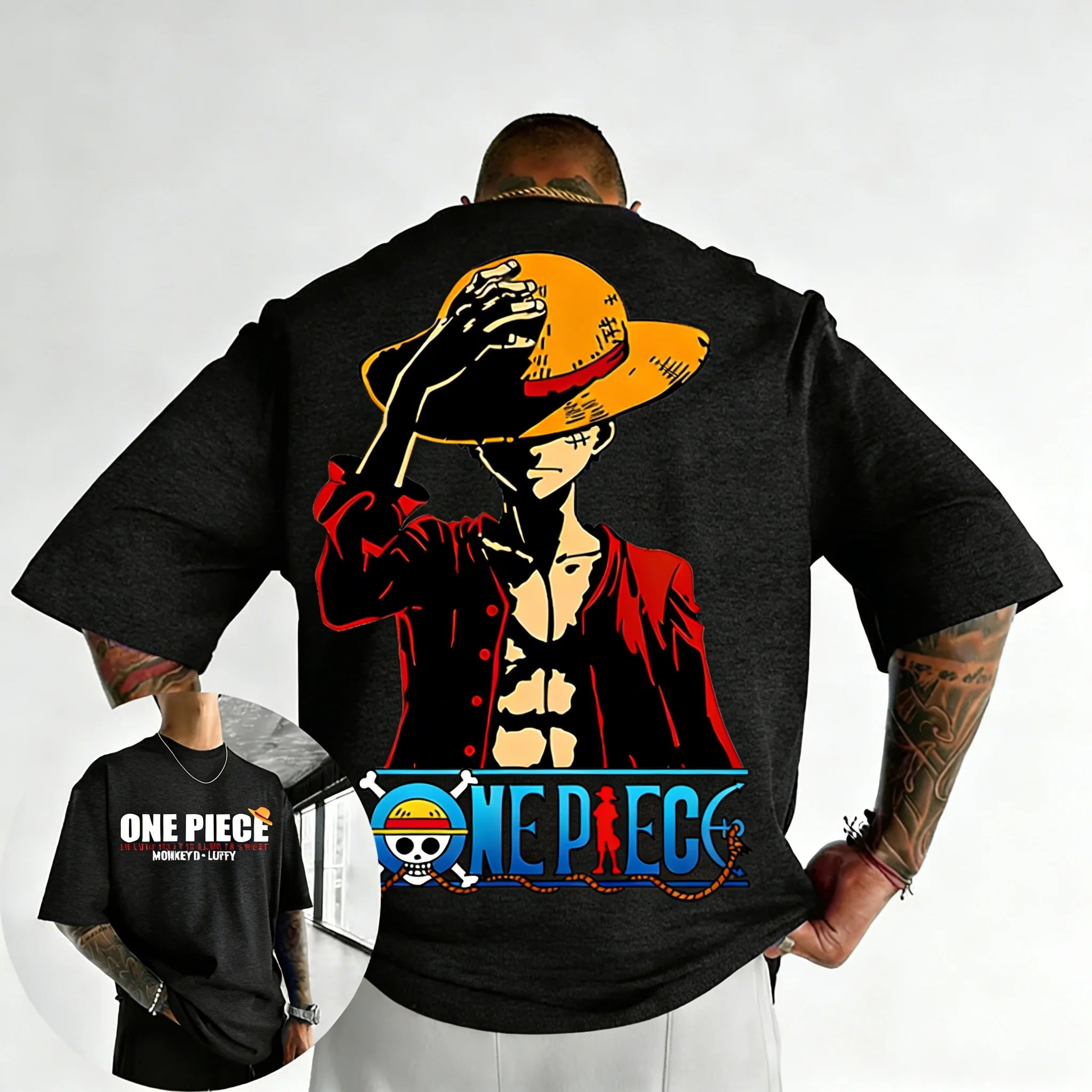 ONE PIECE Anime Cool Printed Summer T-shirt 2026 Men's and Women's New Hip Hop Loose Casual Y2K Heavy Cotton Parent Child Top